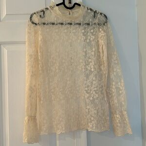 NWOT Cream Color Lace Long Sleeves Top